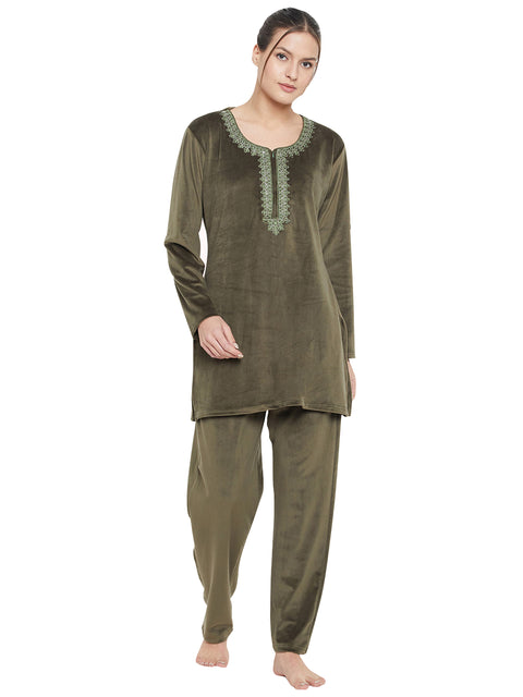 Women Woolen|Winter Velvet Kurti & Pajama Set|kashmiri design kurti set