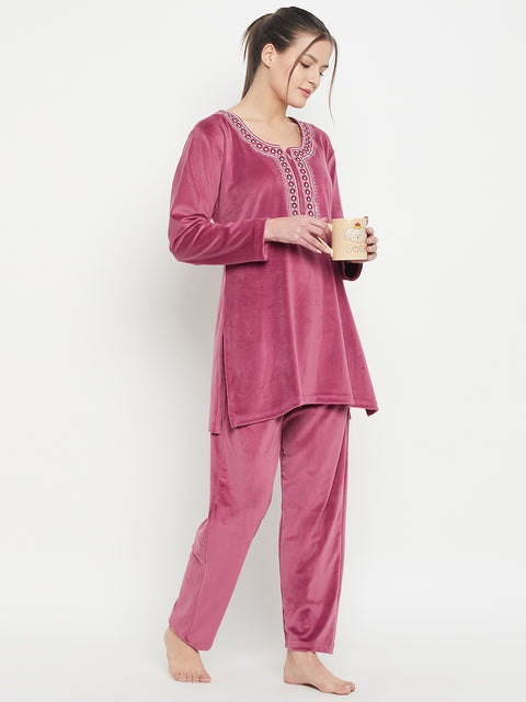 Women Woolen|Winter Velvet Kurti & Pajama Set|kashmiri design kurti set
