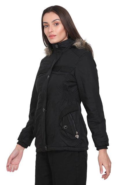 Women's Solid Black Jacket - Camey Shop