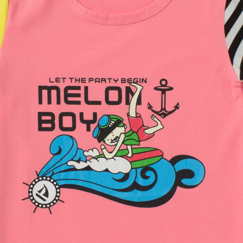Camey Boys Printed Round Neck T-Shirt (Peach;2-3 Years) - Camey Shop