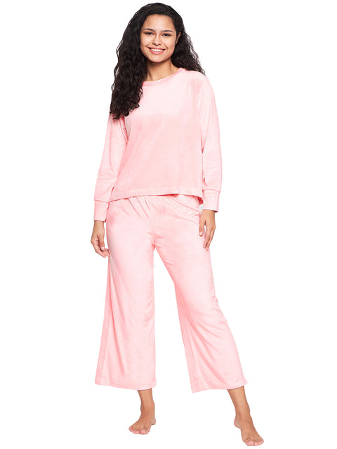 Women's Winter Full Sleeve Top and Palazzo Pants Regular Fit Night Suit Round Neck Top and Palazzo Set Ladies Night Dress