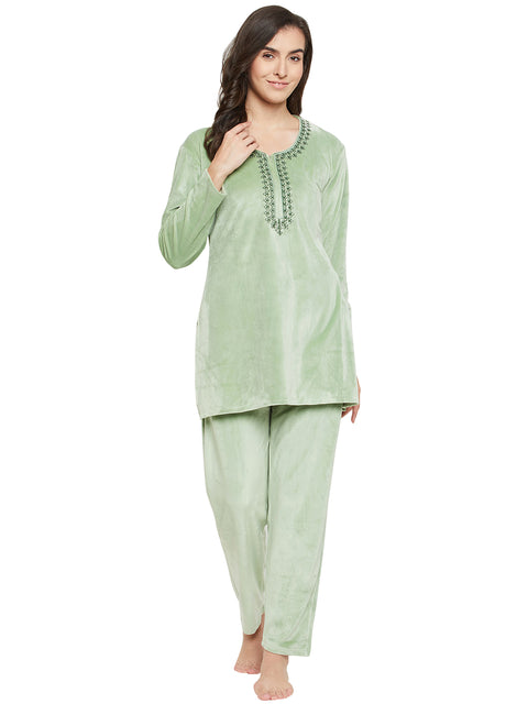 Women Woolen|Winter Velvet Kurti & Pajama Set|kashmiri design kurti set