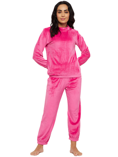 Women's Winter Full Sleeve Top and Jogger Pants Regular Fit Night Suit Round Neck Top and Pyjama Set Ladies Night Dress