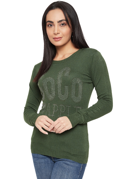 Women Woolen winter full sleeve coco stone print Round Neck top/Sweater