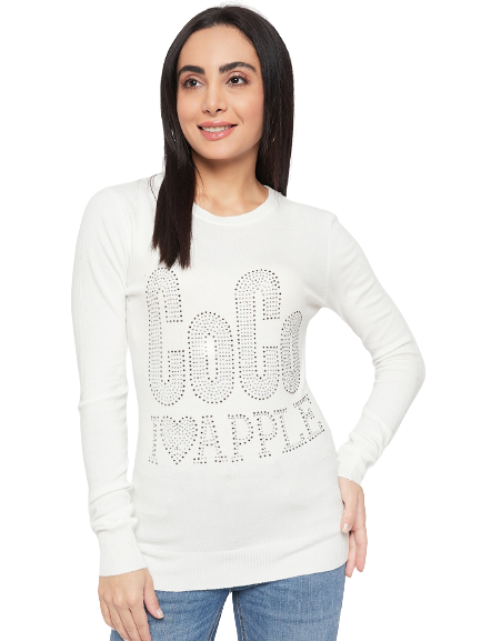Women Woolen winter full sleeve coco stone print Round Neck top/Sweater