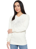 Women Woolen winter full sleeve stone print V- Neck top/Sweater