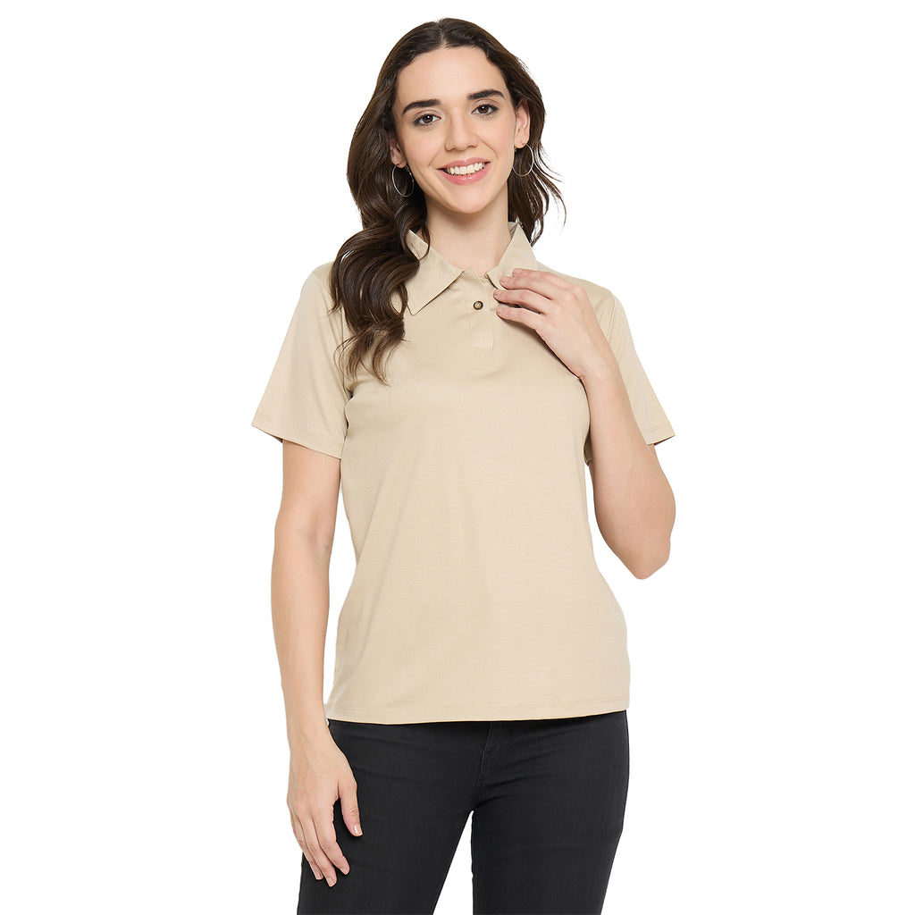 Camey Ladies T-Shirts – Trendy Cotton Tees for Women | Women Classic Short Sleeve Polo T-Shirt, Collared Neck
