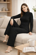 Camey Women Woolen Lounge Wear Set | Full Sleeve with Wide Leg Pants | Soft Warm Winter Co-Ord Set
