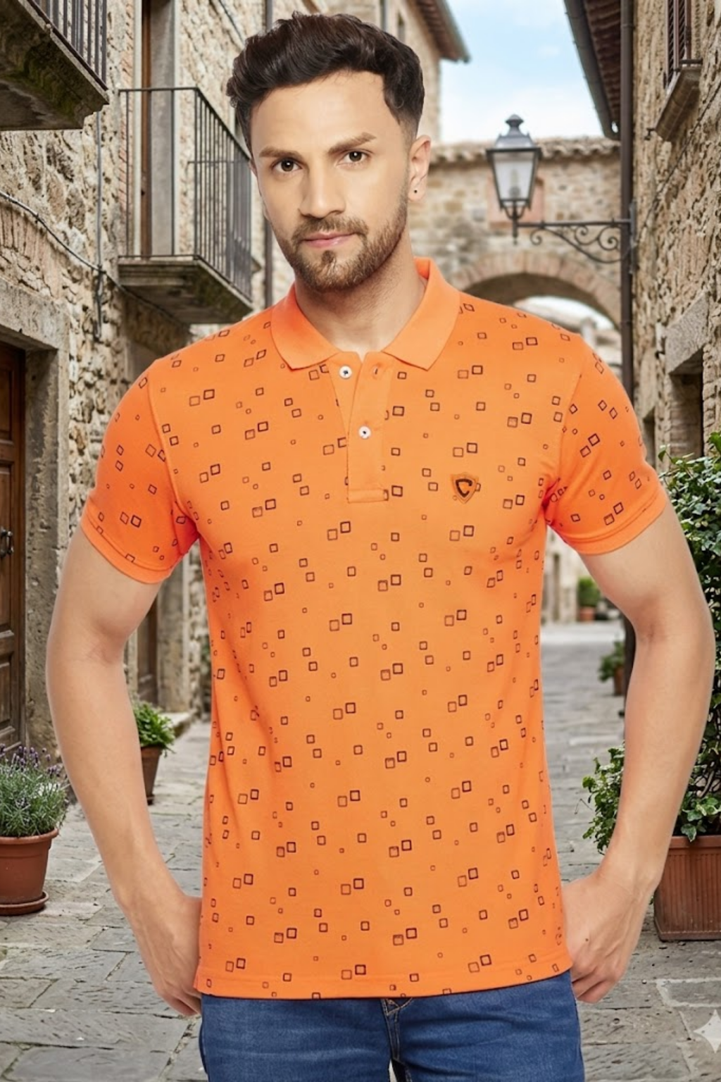 Camey Men's Graphic Tees – Strong Prints, Soft Cotton| Men's Printed Half Sleeves Cotton Front Button T-Shirt