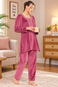Women Woolen|Winter Velvet Kurti & Pajama Set|kashmiri design kurti set