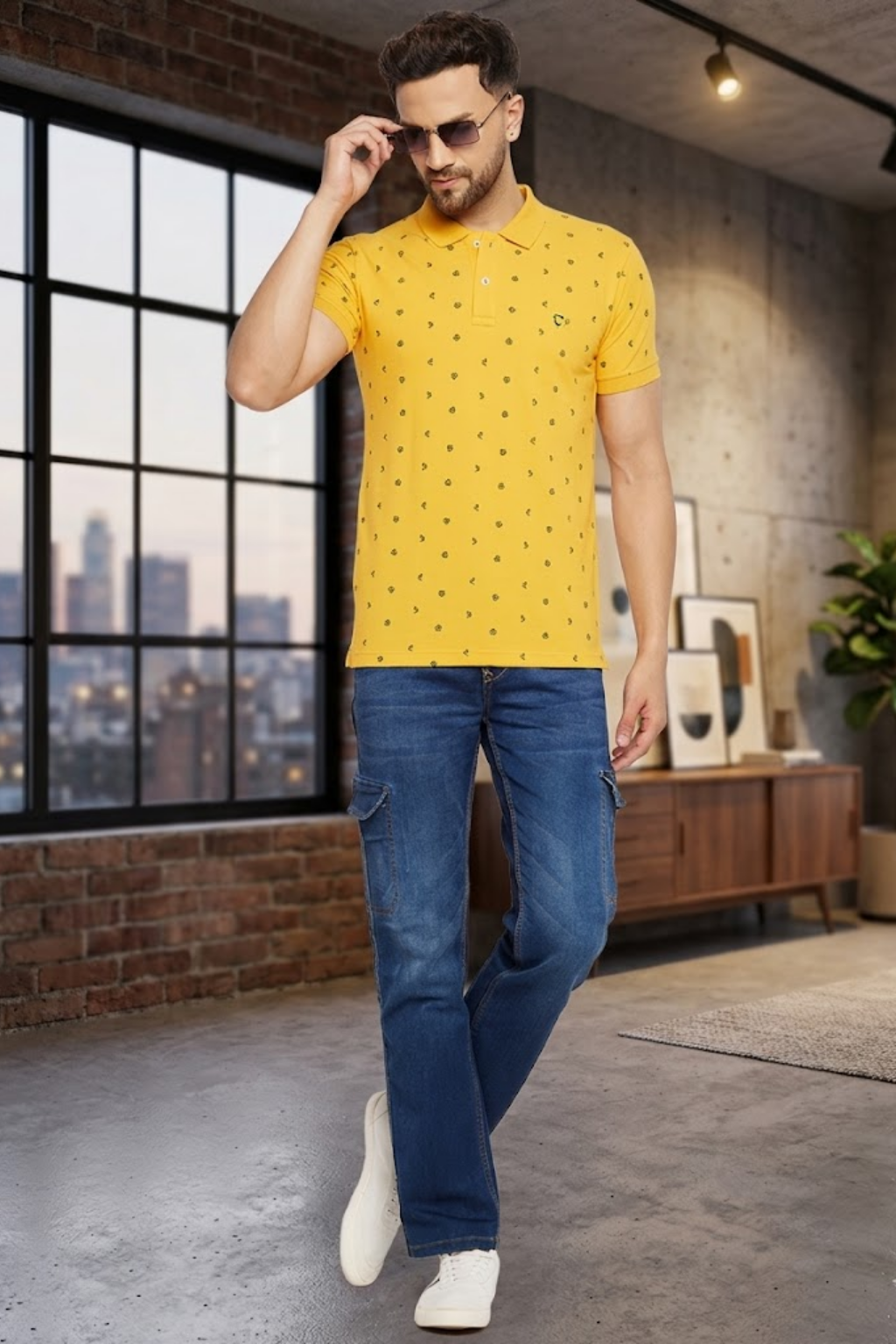 Camey Classic T-Shirts – Ideal Men's Wardrobe Essential | Men's Printed Half Sleeves Cotton Front Button T-Shirt
