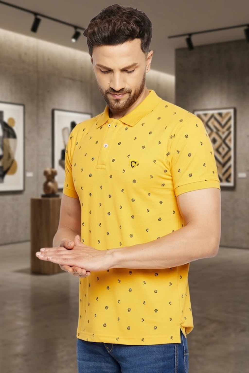 Camey Classic T-Shirts – Ideal Men's Wardrobe Essential | Men's Printed Half Sleeves Cotton Front Button T-Shirt