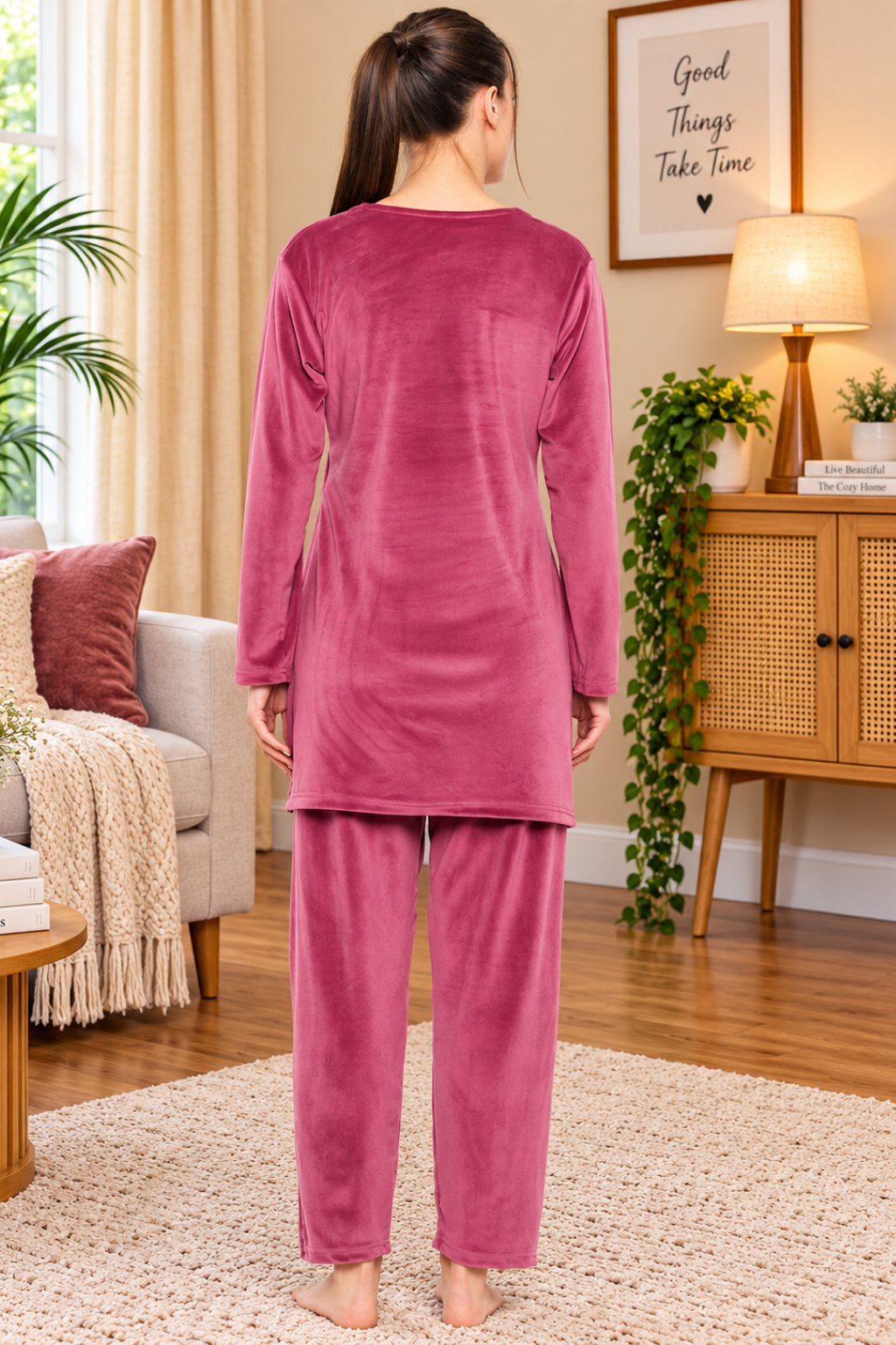 Women Woolen|Winter Velvet Kurti & Pajama Set|kashmiri design kurti set