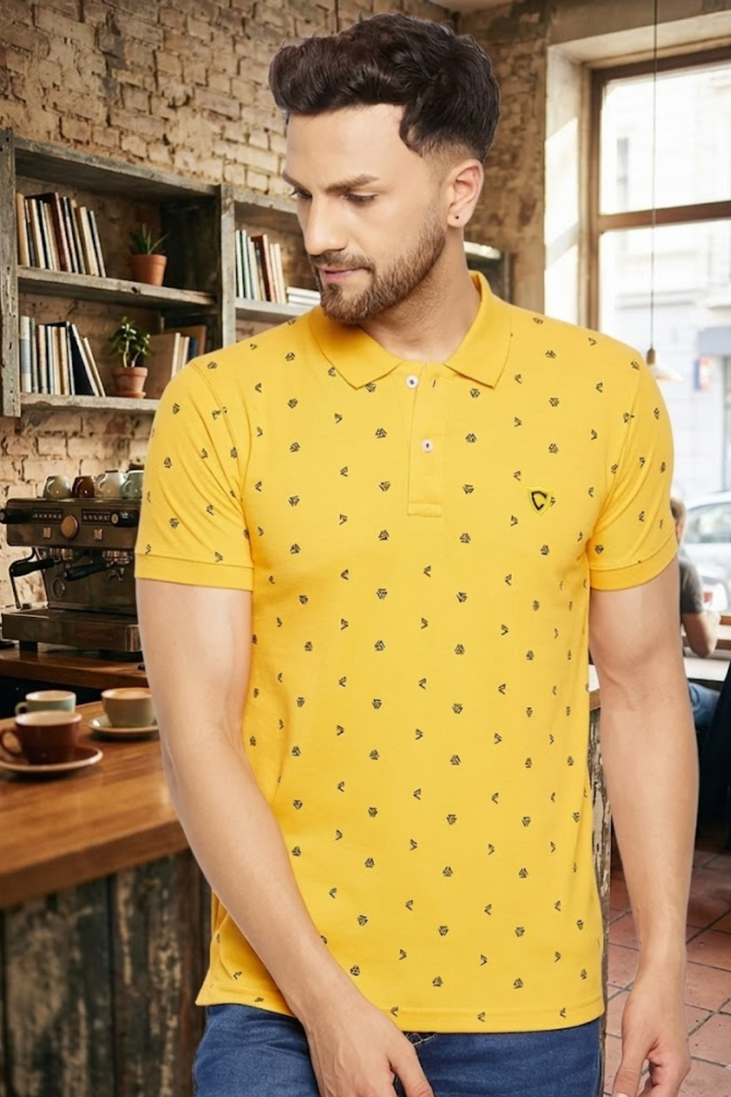 Camey Classic T-Shirts – Ideal Men's Wardrobe Essential | Men's Printed Half Sleeves Cotton Front Button T-Shirt