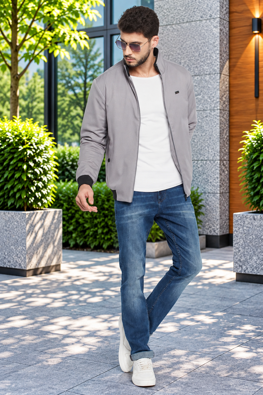 Men's Regular Fit Bomber Jacket For Winter Wear