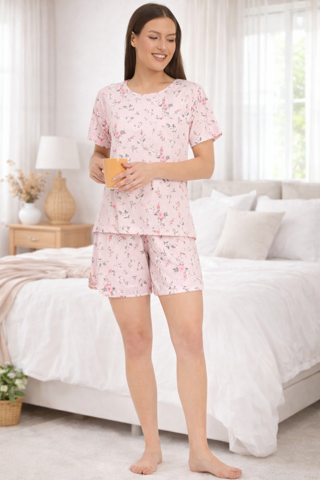 Buy Camey Short Set for Ladies – Trendy Co-ord Sets Online | Women's Printed Loungewear Set, Pink