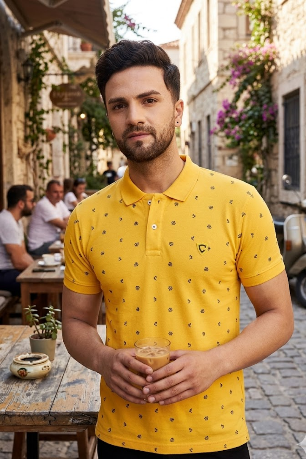 Camey Classic T-Shirts – Ideal Men's Wardrobe Essential | Men's Printed Half Sleeves Cotton Front Button T-Shirt