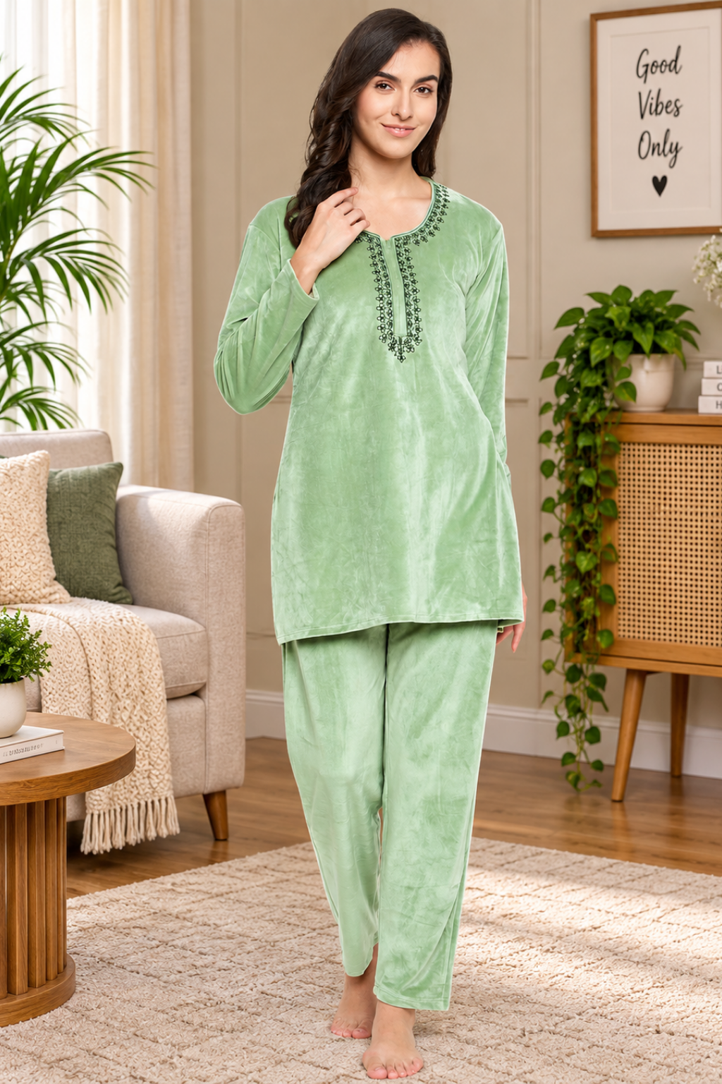Women Woolen|Winter Velvet Kurti & Pajama Set|kashmiri design kurti set