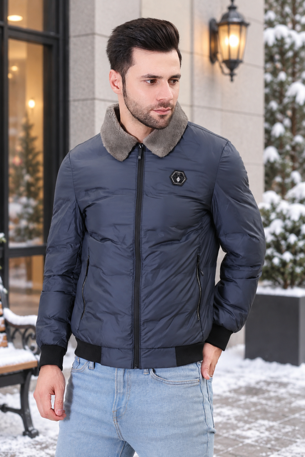 Airforce Spread Collar Puffer Jacket for Mens