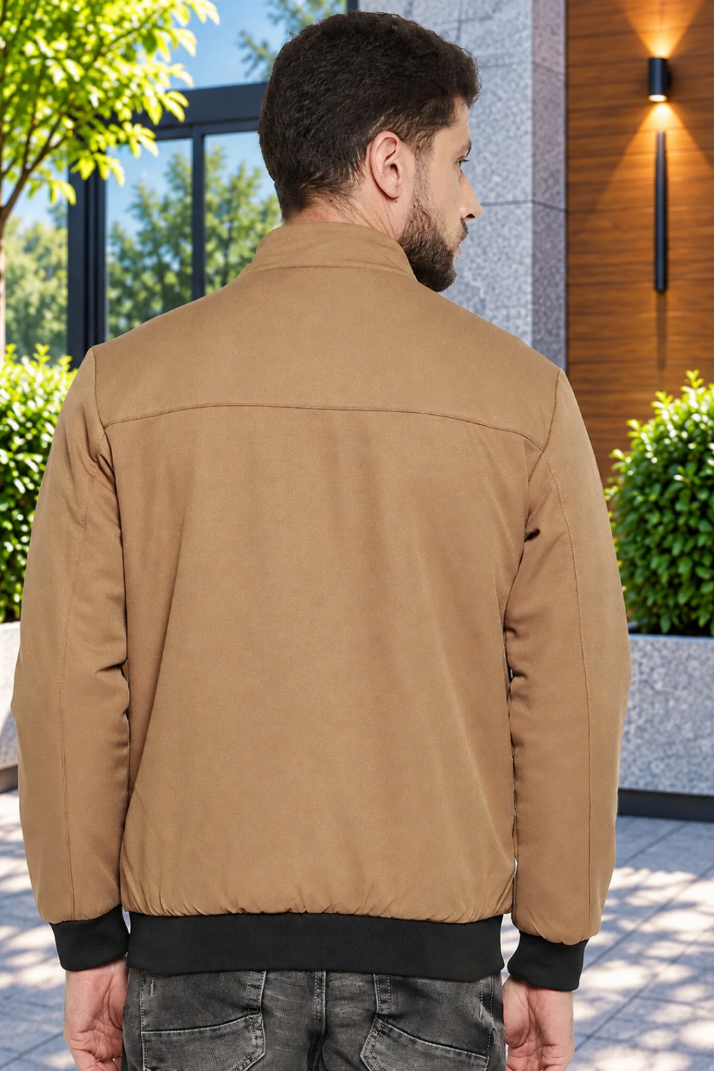 Men's Regular Fit Bomber Jacket For Winter Wear