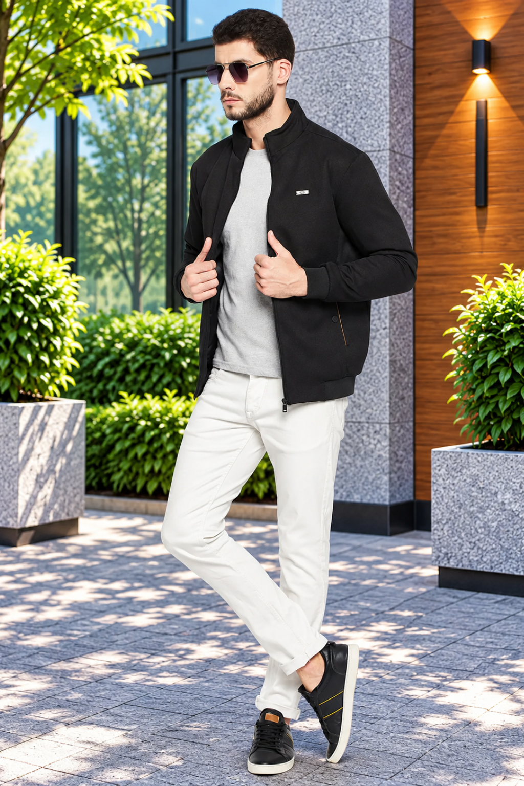 Men's Regular Fit Bomber Jacket For Winter Wear