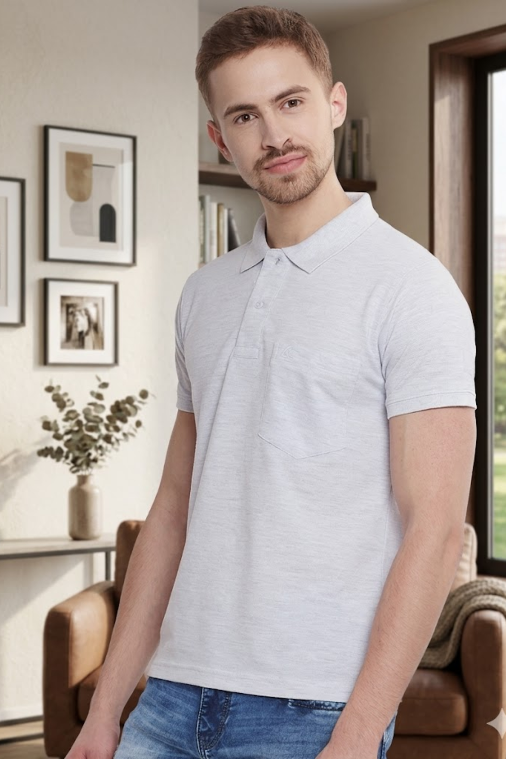Men's Cotton Matte Polo Collar T-Shirt