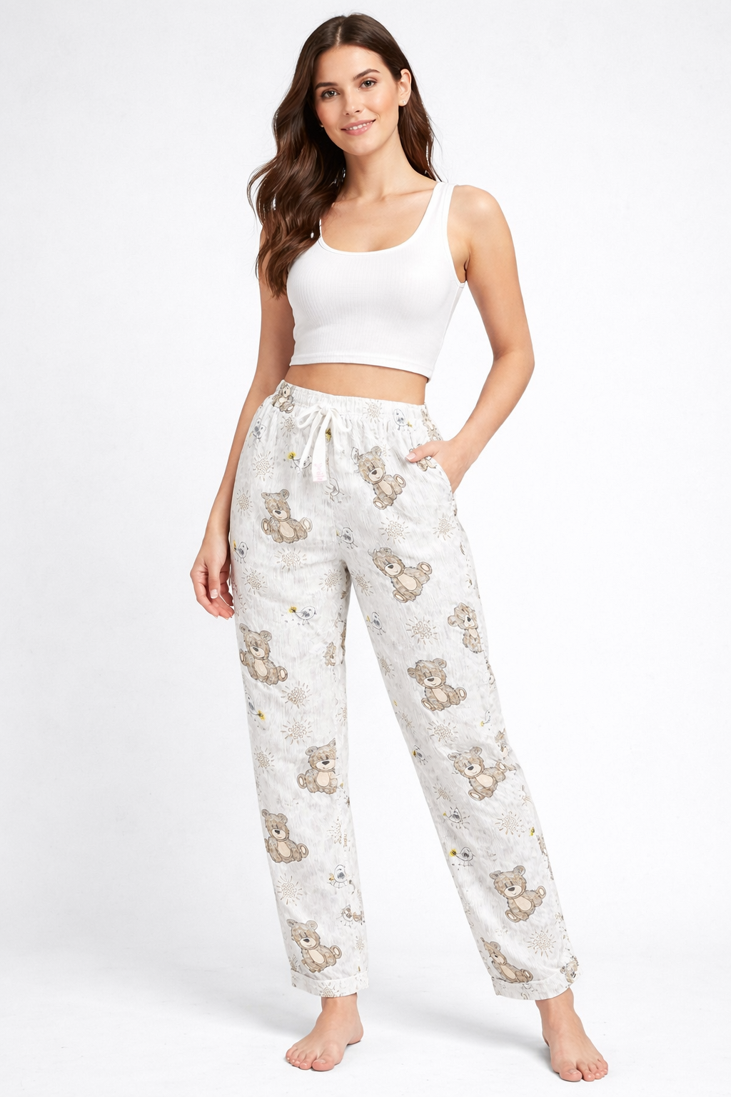Camey Women's Printed Pyjama Pants, Floral Pattern, Sleepwear