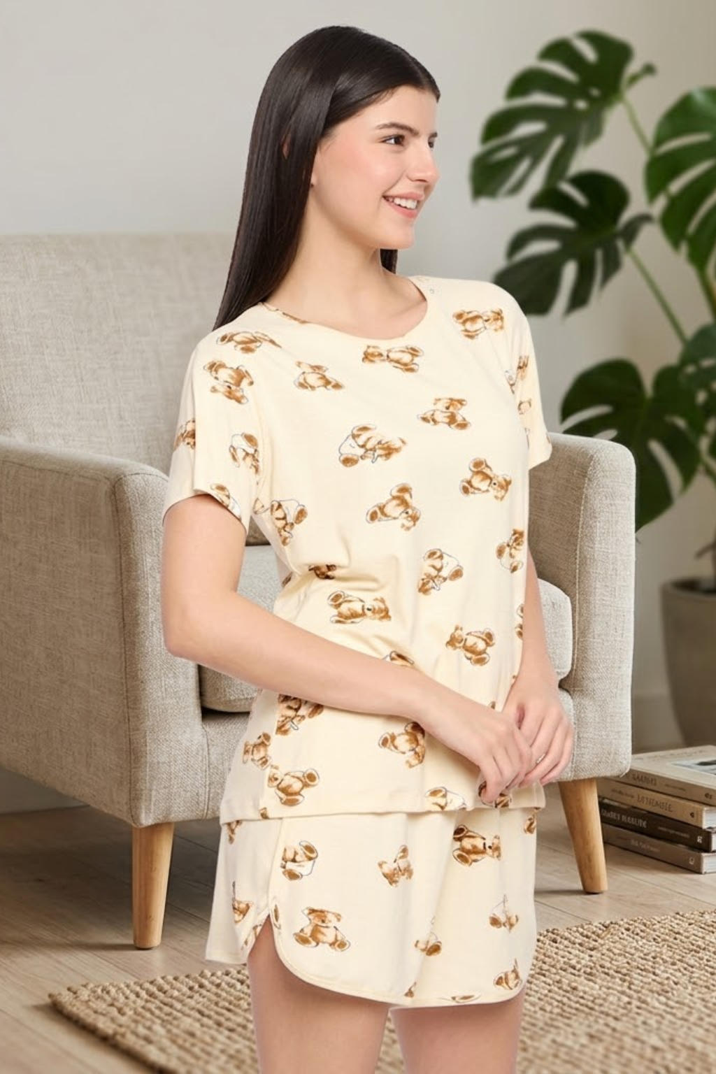 Women's Printed Loungewear Set, Yellow