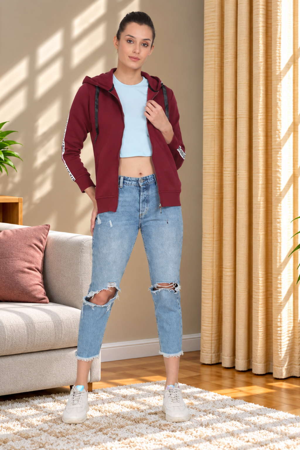 Front open Sweatshirt Hoodie For Women