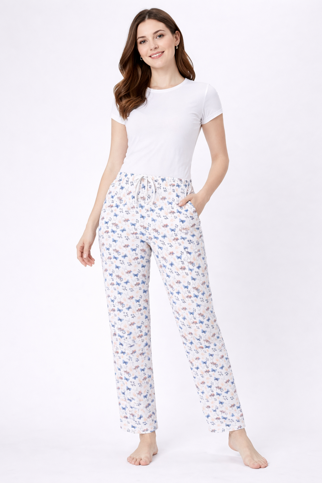 Camey Women's Printed Pyjama Pants, Floral Pattern, Sleepwear