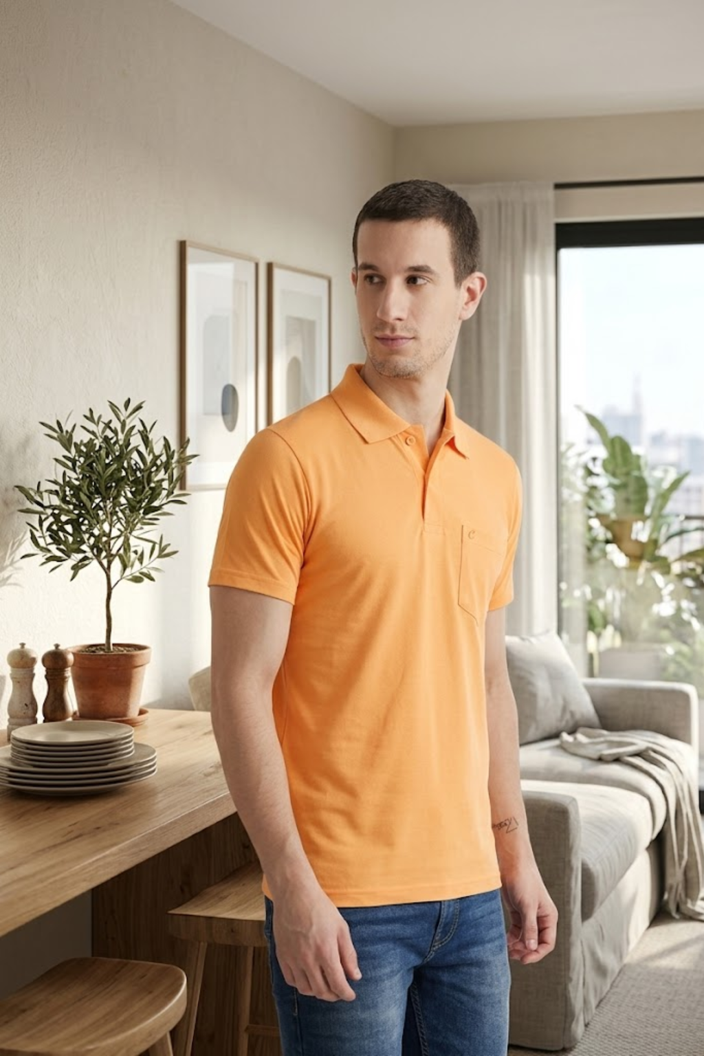 Men's Yellow Half Sleeves Cotton Polo T-Shirt