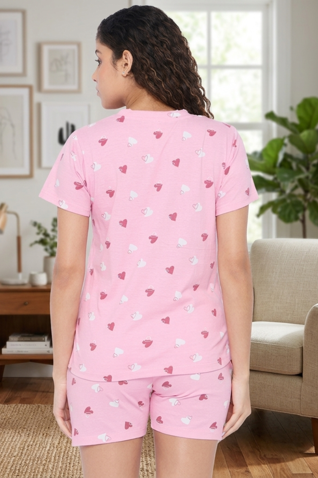 Camey Ladies Short Set – Stylish Summer Co-ords for Women's Floral Print Loungewear Set |  Pink