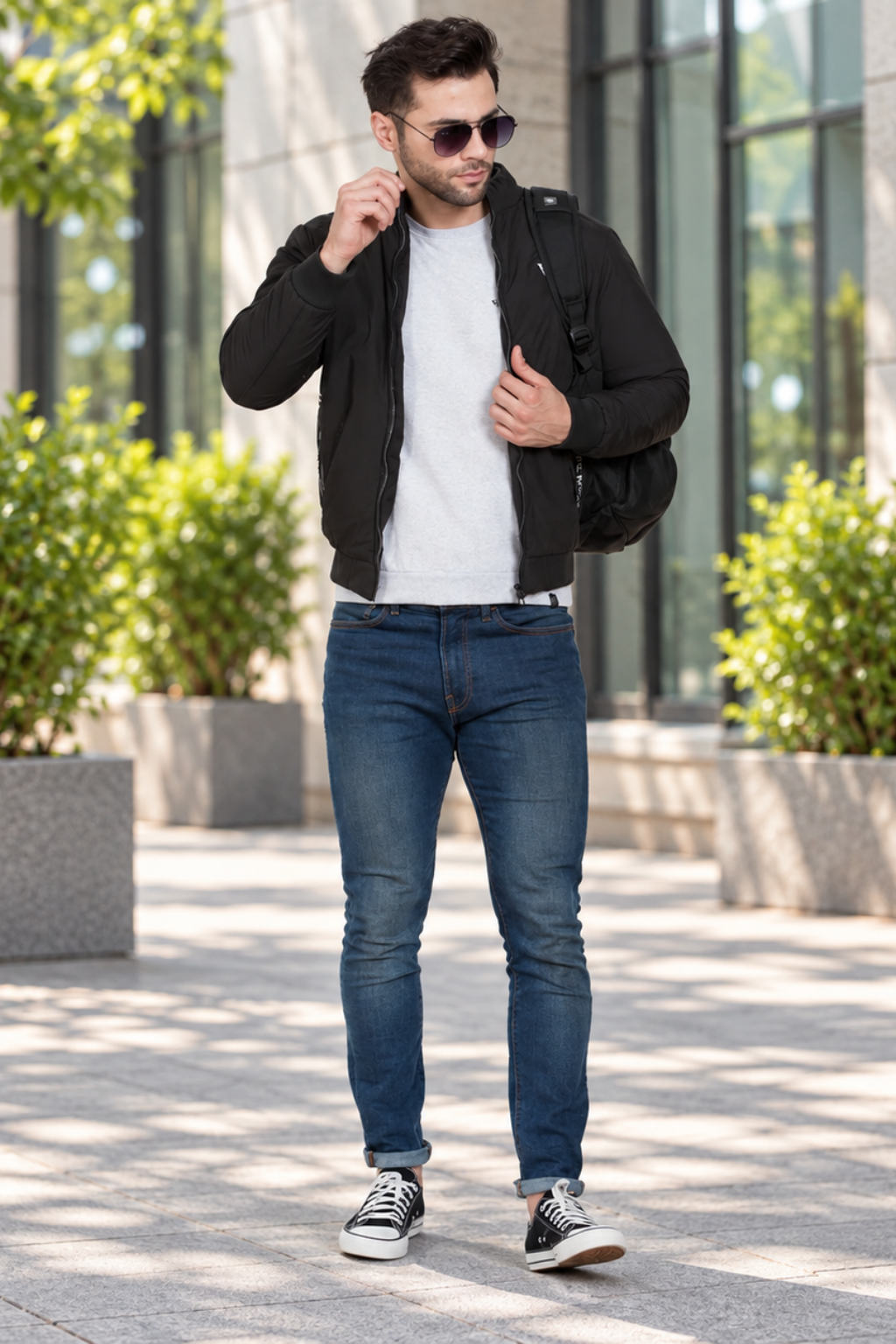 Mens Black Full Sleeve Zipper Jacket