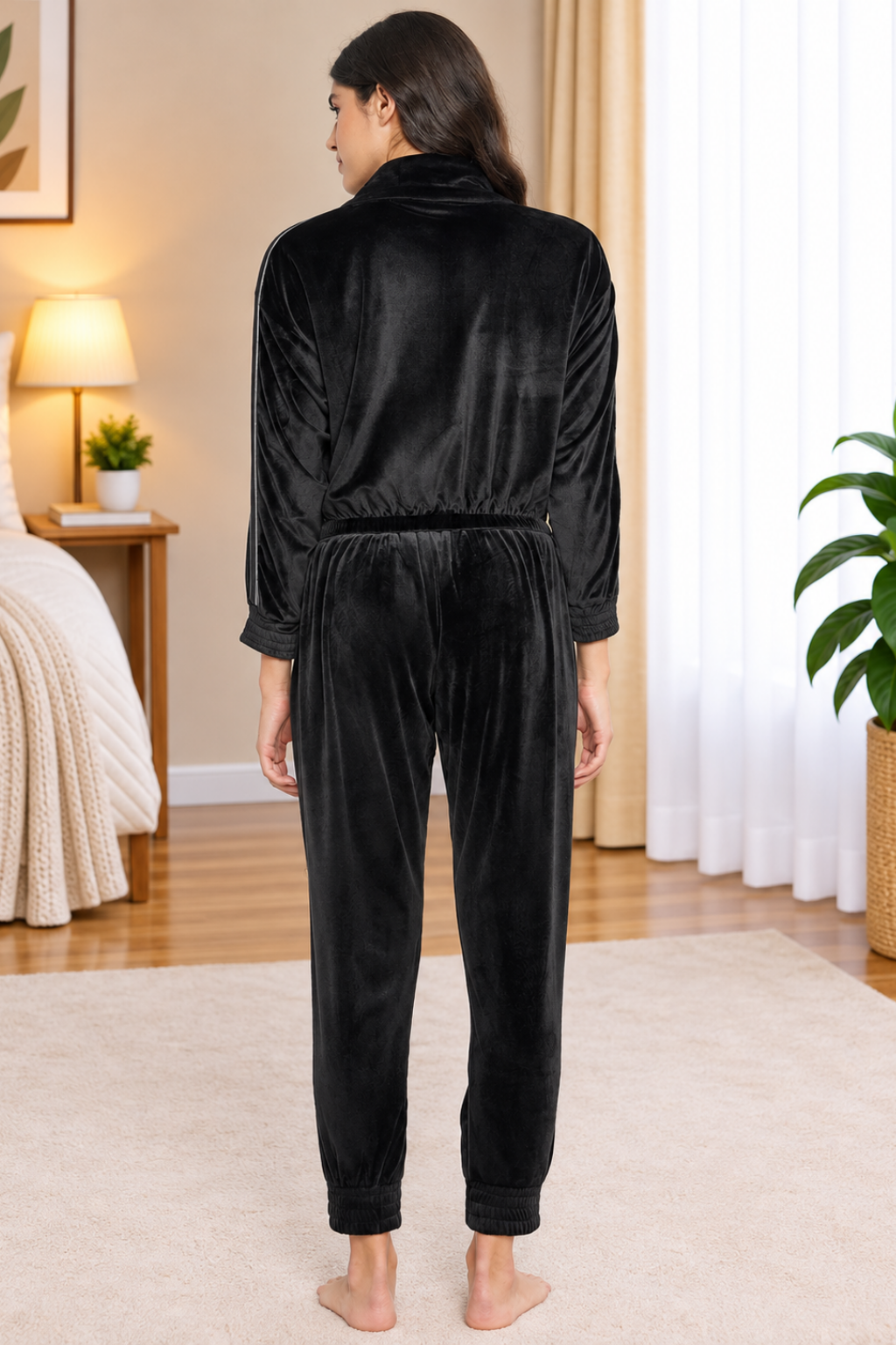 Women Winter Night Suit Full Sleeve Top and Short Pajama Pants Regular Fit Night Suit