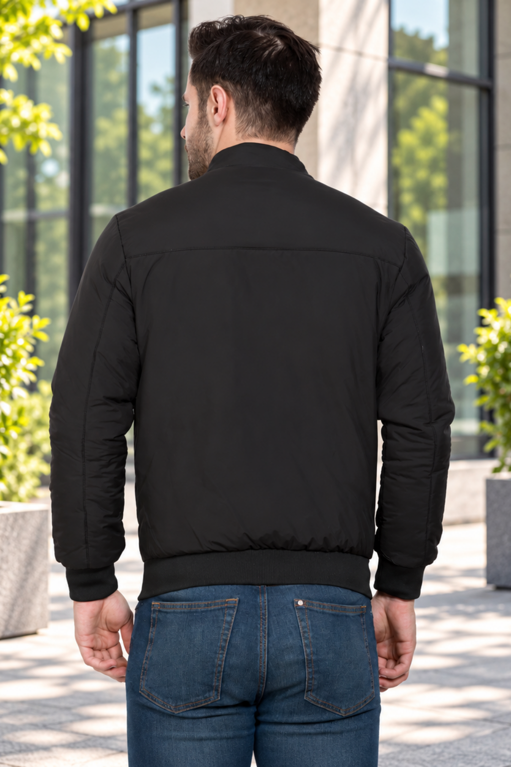 Mens Black Full Sleeve Zipper Jacket