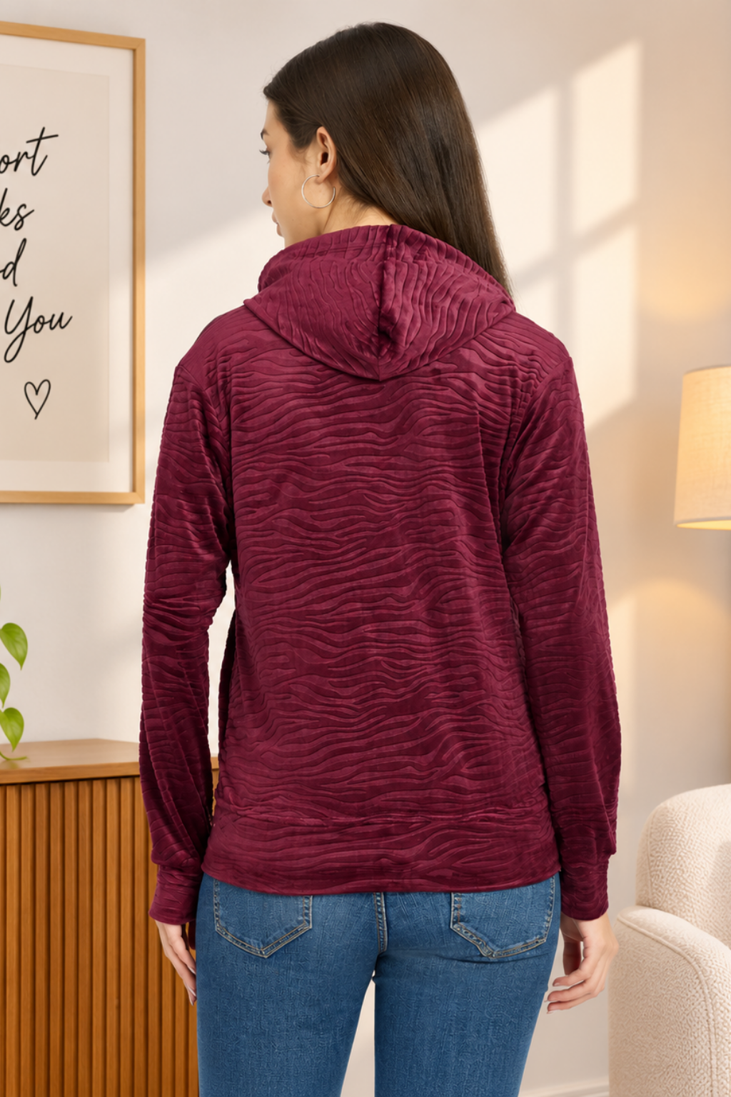 Women’s Whale Textured Zip-Up Hooded Sweatshirt