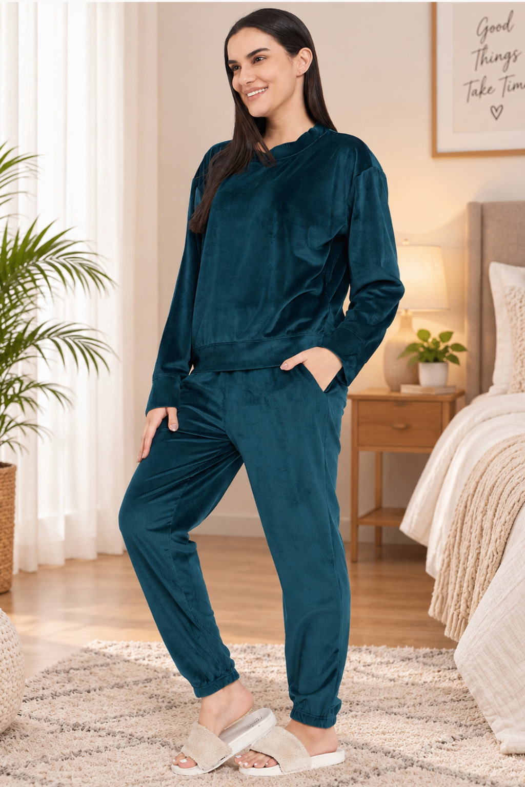 Women Winter Night Suit Full Sleeve Top and Jogger With 2 side pockets
