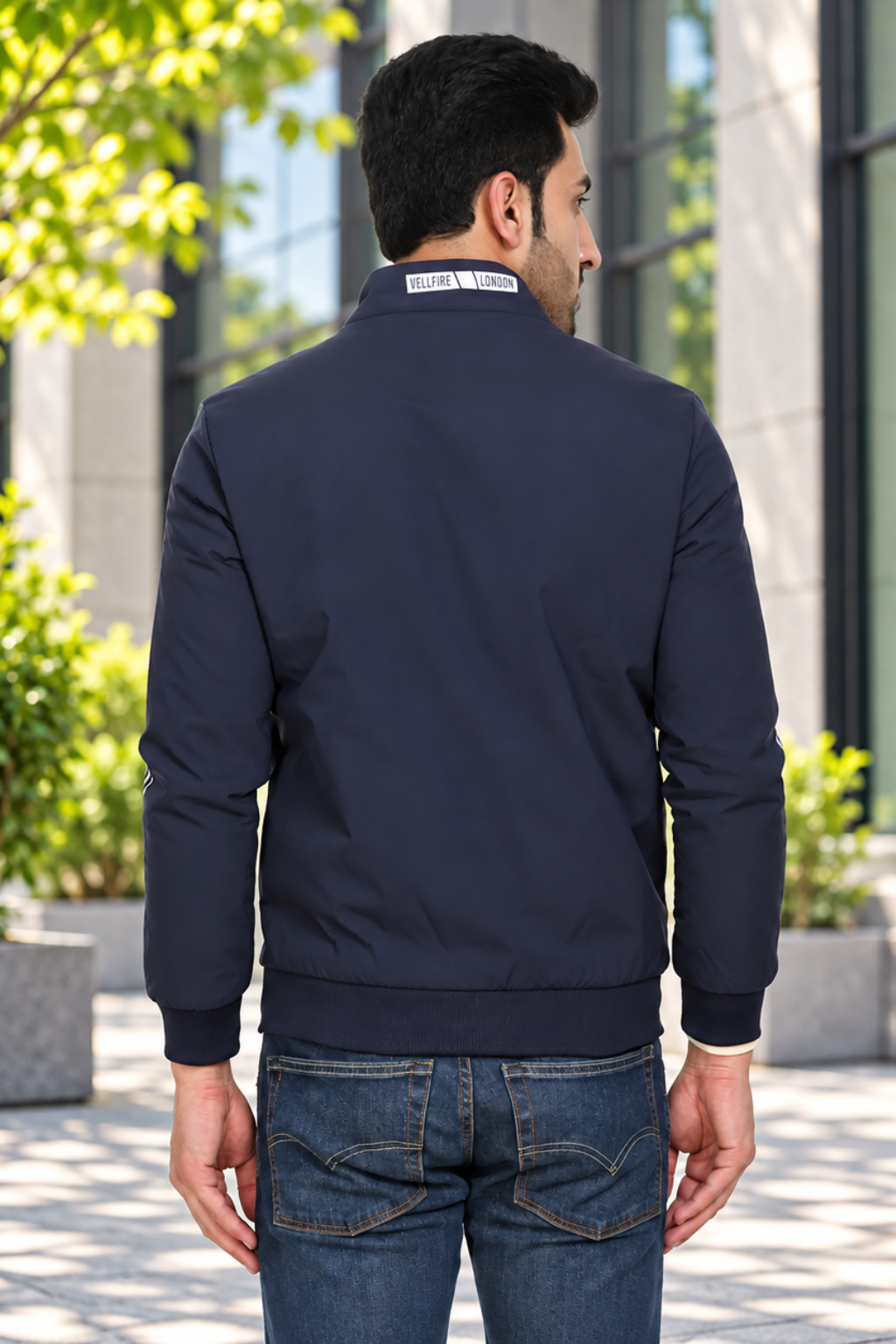 Mens Navy Full Sleeve Zipper Jacket