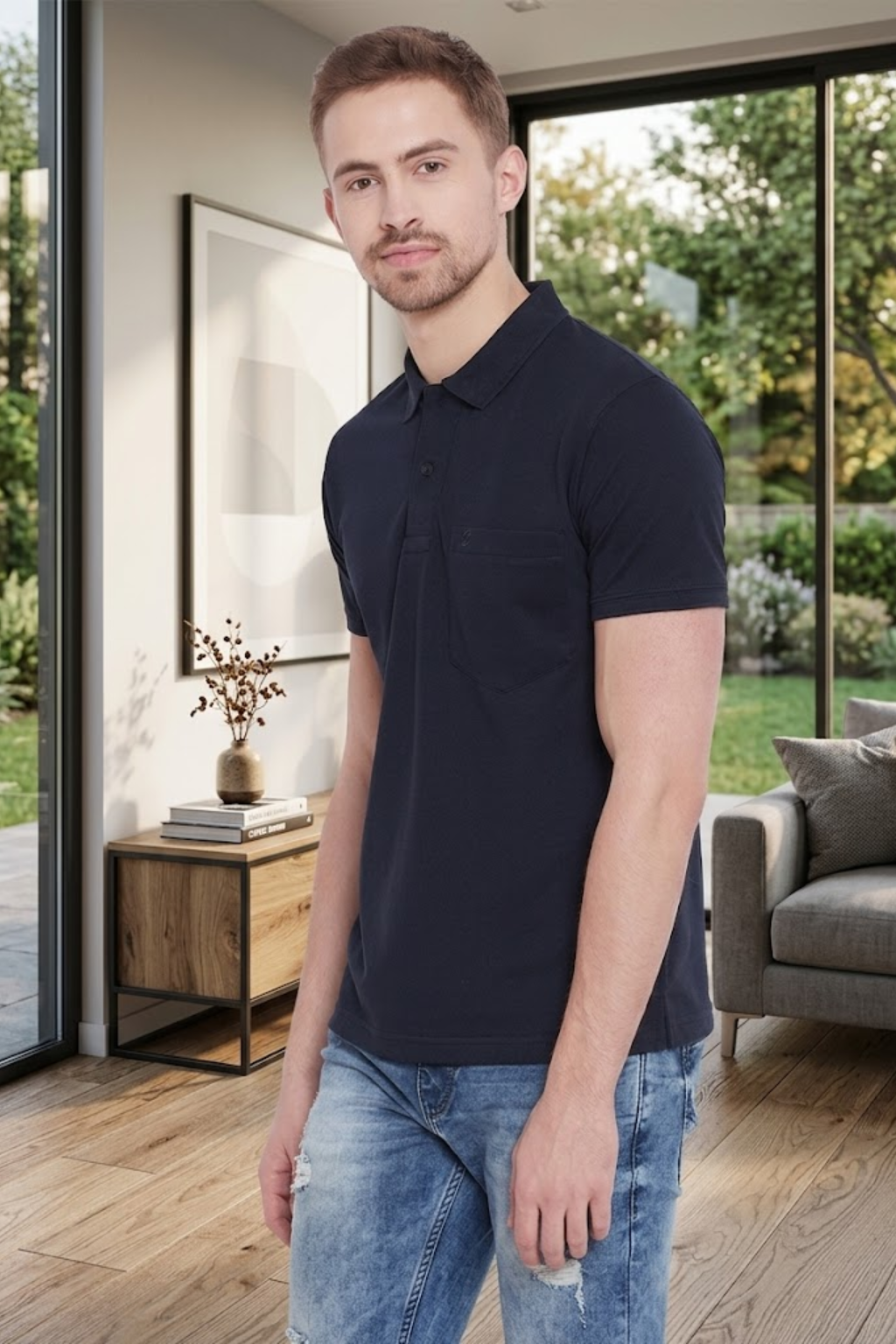 Camey Round Neck T-Shirts – Best Casual Wear for Men | Camey Men's Cotton Matte Polo Collar T-Shirt