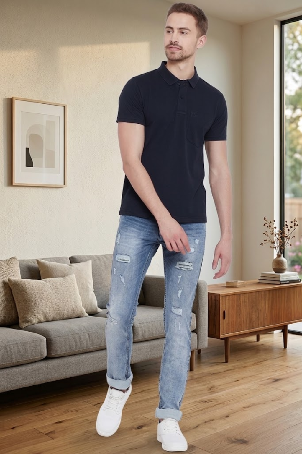 Camey Round Neck T-Shirts – Best Casual Wear for Men | Camey Men's Cotton Matte Polo Collar T-Shirt