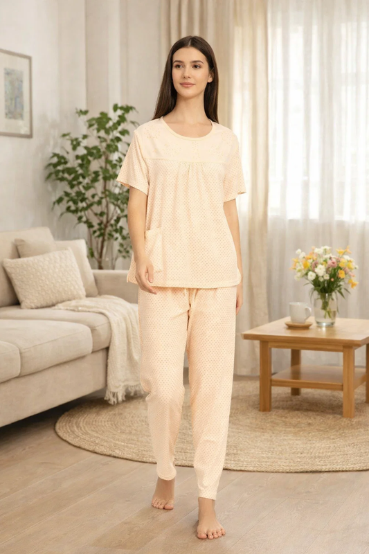 Women’s Polka Dot Night Suit Set | Soft Viscose Women Night Suit Soft & Comfortable