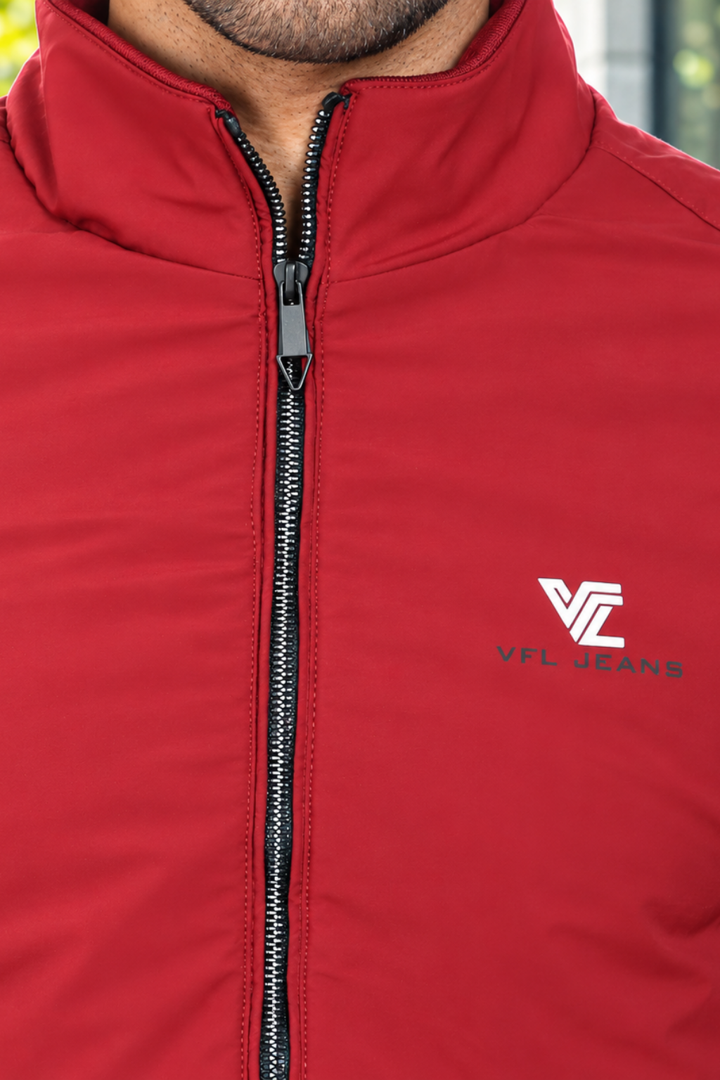 Mens Red Full Sleeve Zipper Jacket