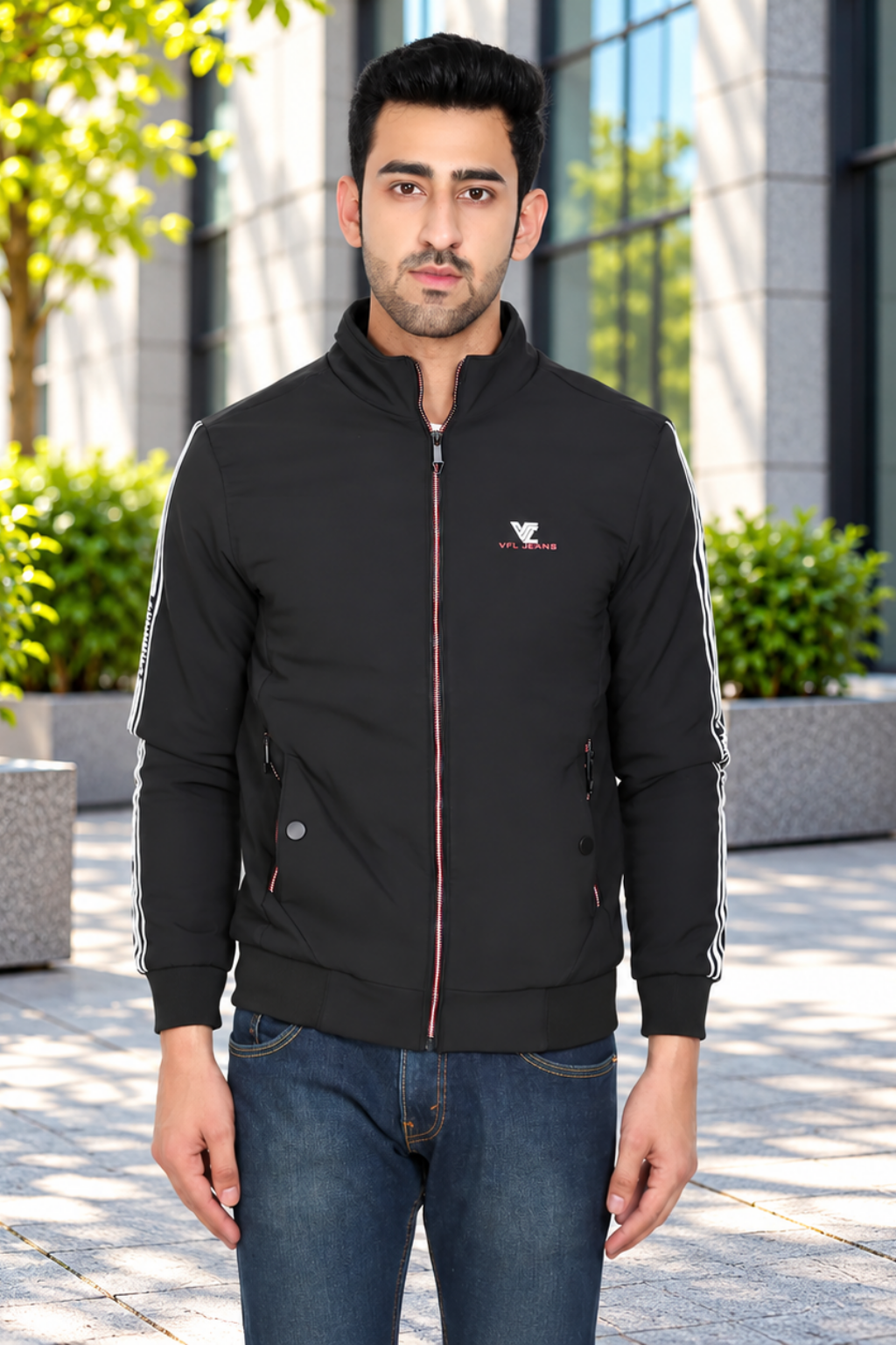 Mens Black Full Sleeve Zipper Jacket
