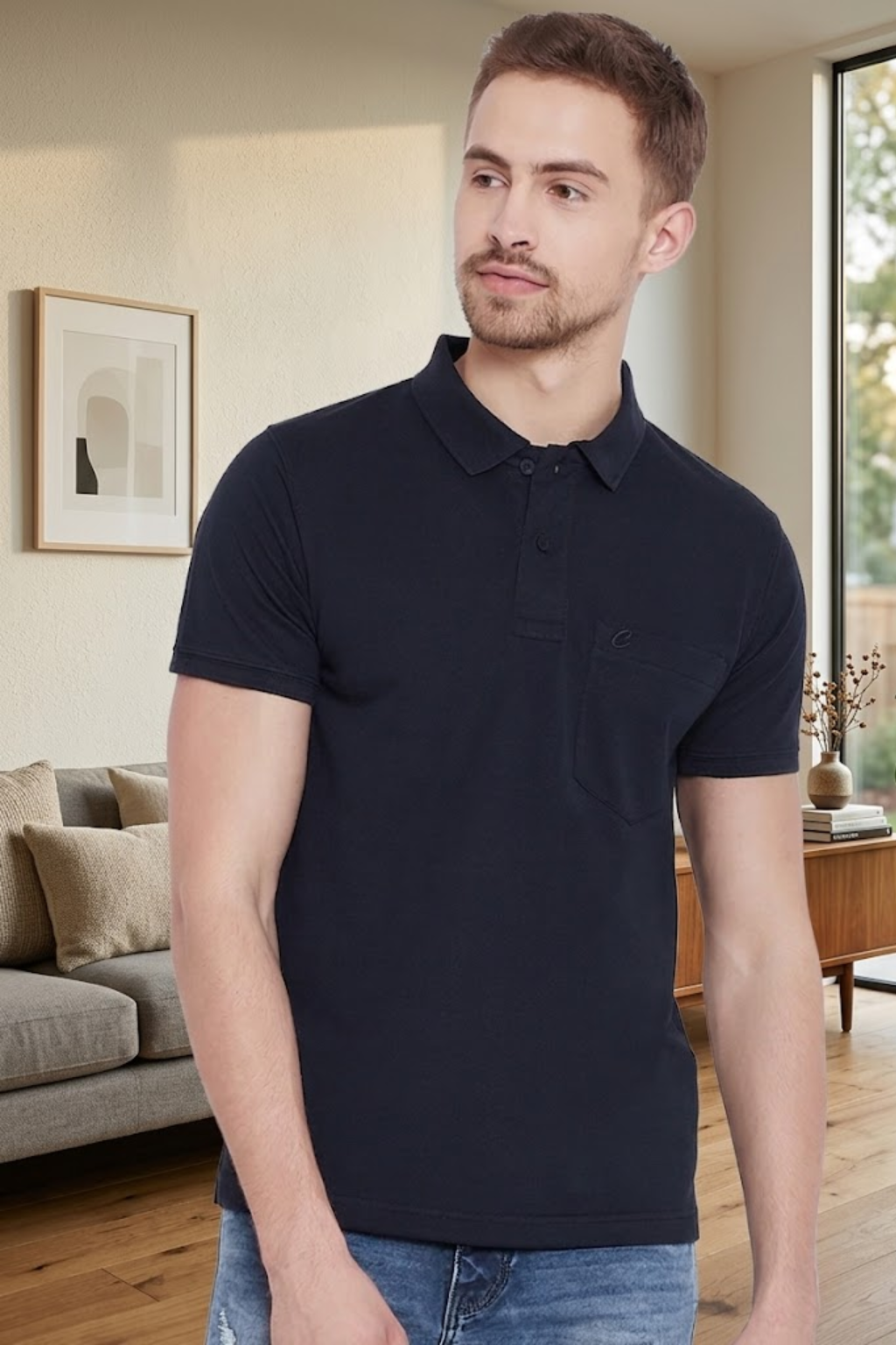 Camey Round Neck T-Shirts – Best Casual Wear for Men | Camey Men's Cotton Matte Polo Collar T-Shirt