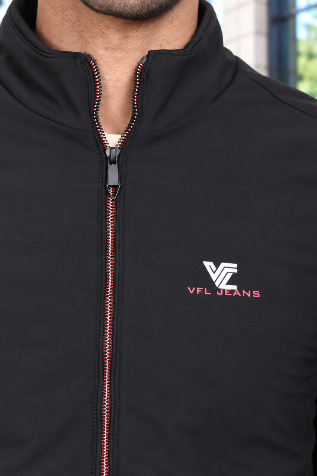 Mens Black Full Sleeve Zipper Jacket