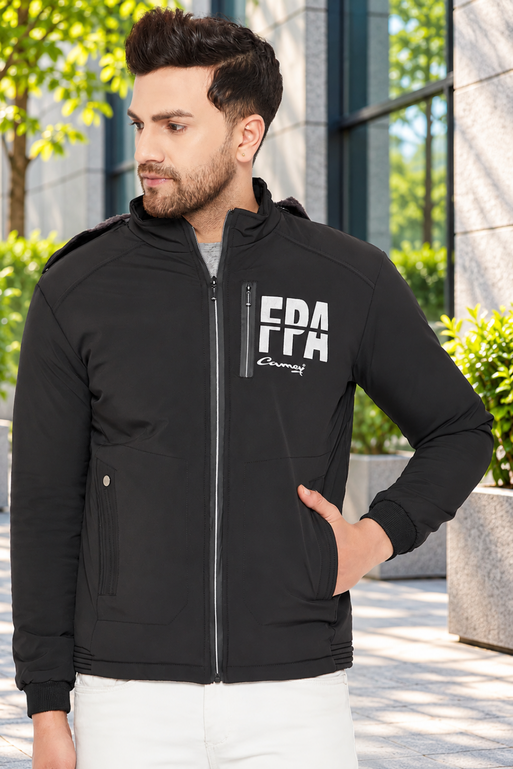 Mens Black Full Sleeve Solid Jacket