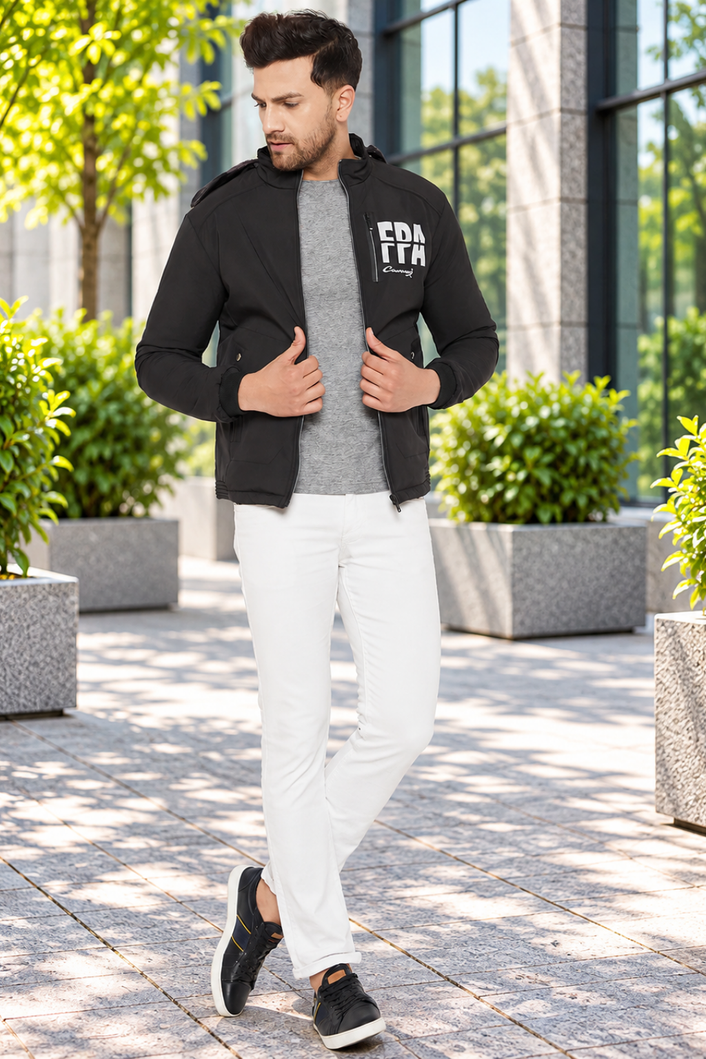 Mens Black Full Sleeve Solid Jacket