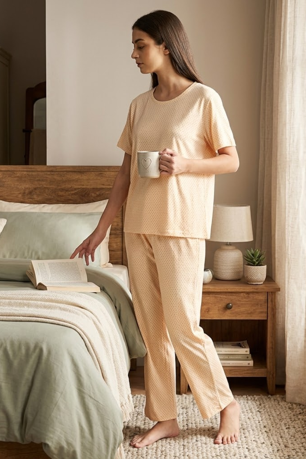 Women’s Polka Dot Night Suit Set | Soft Viscose Women Night Suit Soft & Comfortable
