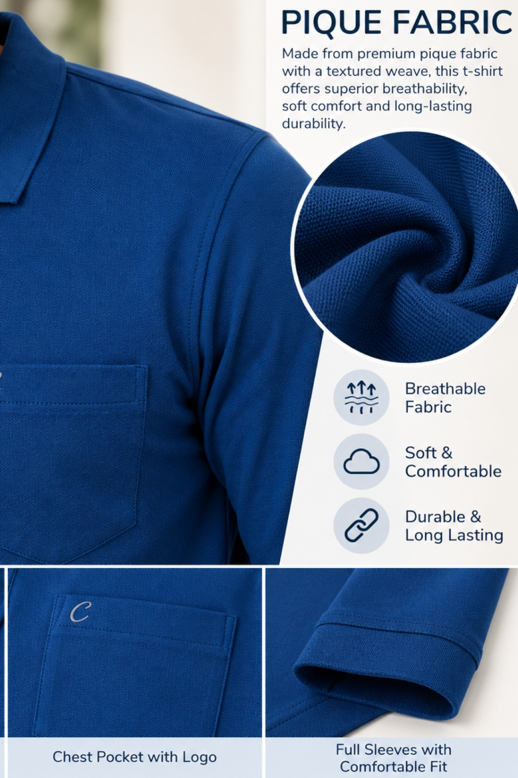 Men's Matty Polo T-Shirt For Men with Pocket | Full Sleeve T-Shirt For Men