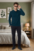 Camey Men's Solid Full Sleeve Polo T-Shirt For Men with Pocket